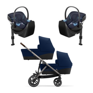 Wózek dziecięcy Cybex Zestaw 3w1 Gazelle S Bliźniaczy + 2 Foteliki Aton M i-Size + 2 Bazy M