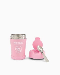 Twistshake Pojemnik Termiczny z Łyżką 350ml Pastelowo Różowy