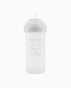 Twistshake Butelka ze Słomką 360ml Pastelowa Biała