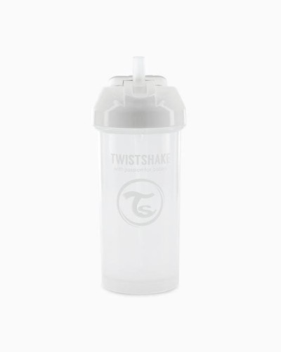 Twistshake Butelka ze Słomką 360ml Pastelowa Biała