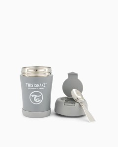 Twistshake Pojemnik Termiczny z Łyżką 350ml Pastelowo Szary