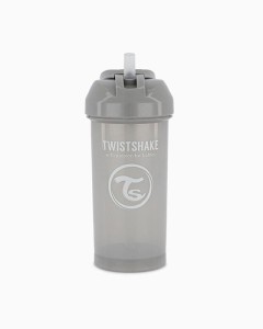 Twistshake Butelka ze Słomką 360ml Pastelowa Szara