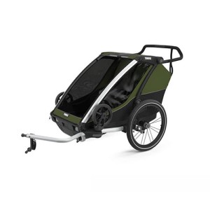 Przyczepka rowerowa dla dziecka, podwójna - THULE Chariot Cab 2 - Cypress Green-Black